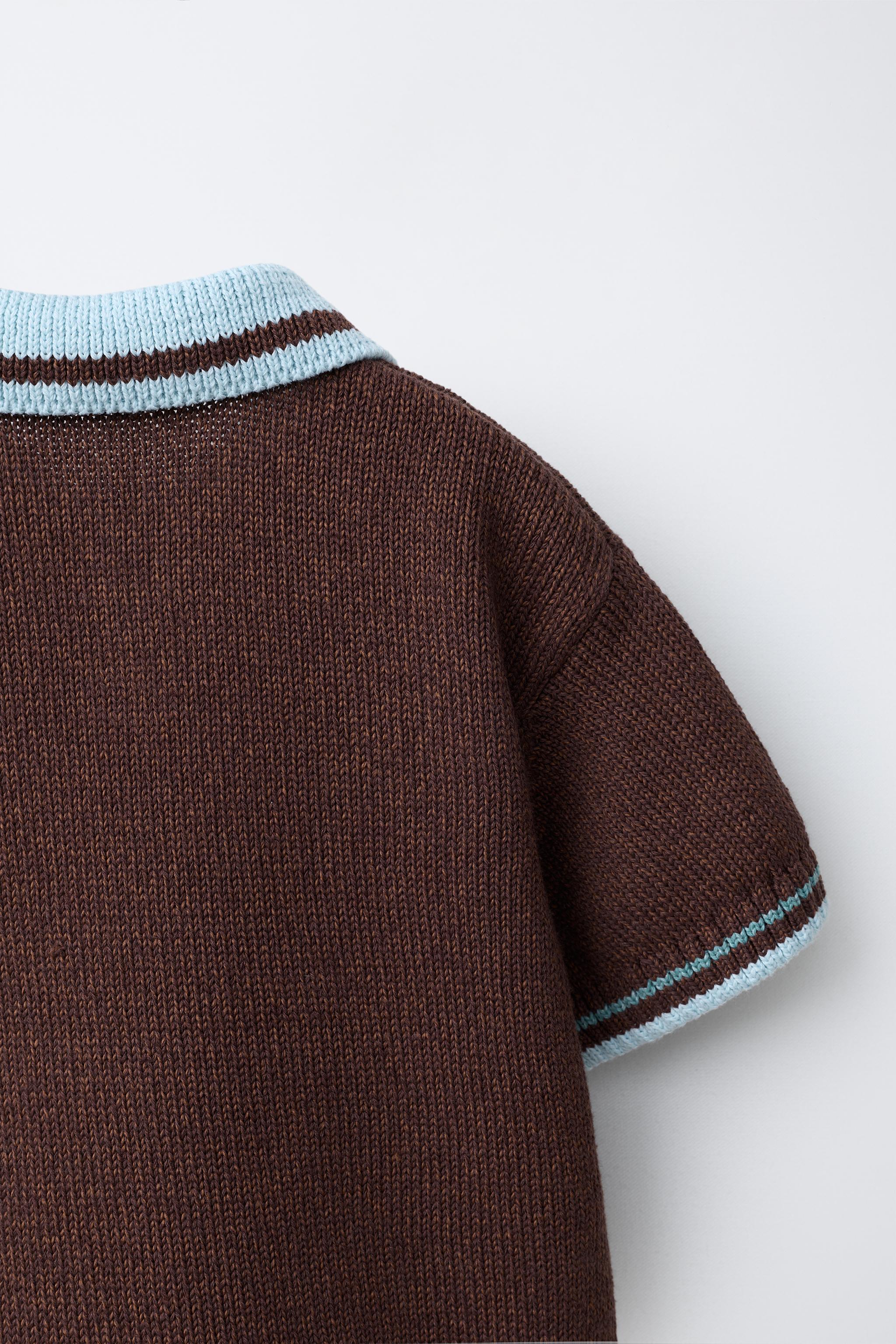 POLO EN MAILLE À COL CONTRASTANT